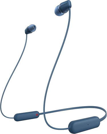 Sony WI-C100 Auriculares Inalámbricos - Hasta 25 Horas de Duración de la Batería, Micrófono Incorporado para Llamadas de Teléfono, Compatible con Asistentes de Voz, Conectividad Bluetooth, Azul